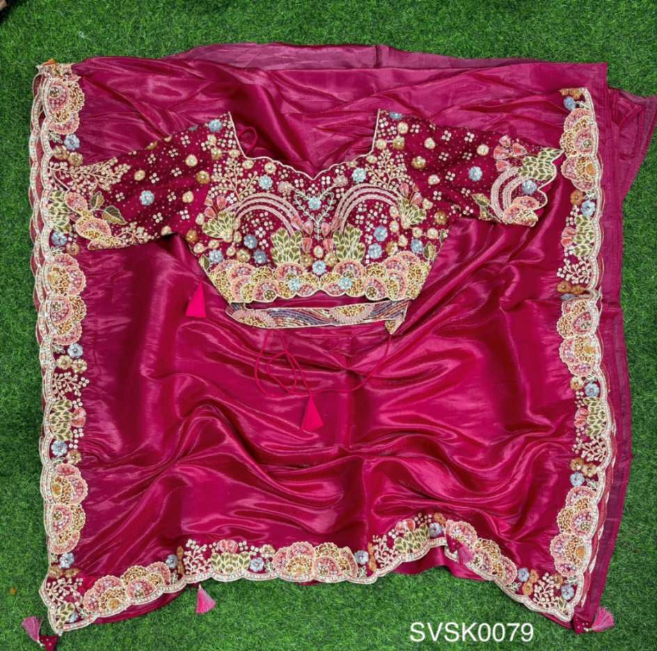 BANARASI CRUSH SILK SAREE (READY TO WEAR SAREE) PLUS BLOUSE