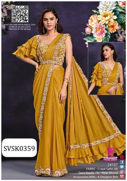 READY  TO WEAR SAREE WITH  STICHED BLOUSE