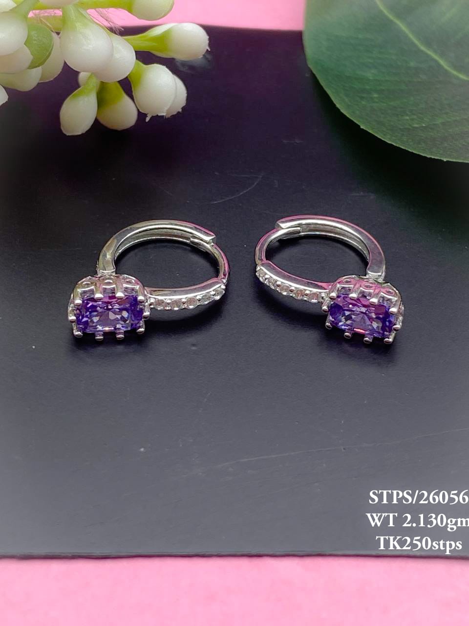 PURPLE COLOR SILVER EARRINGS