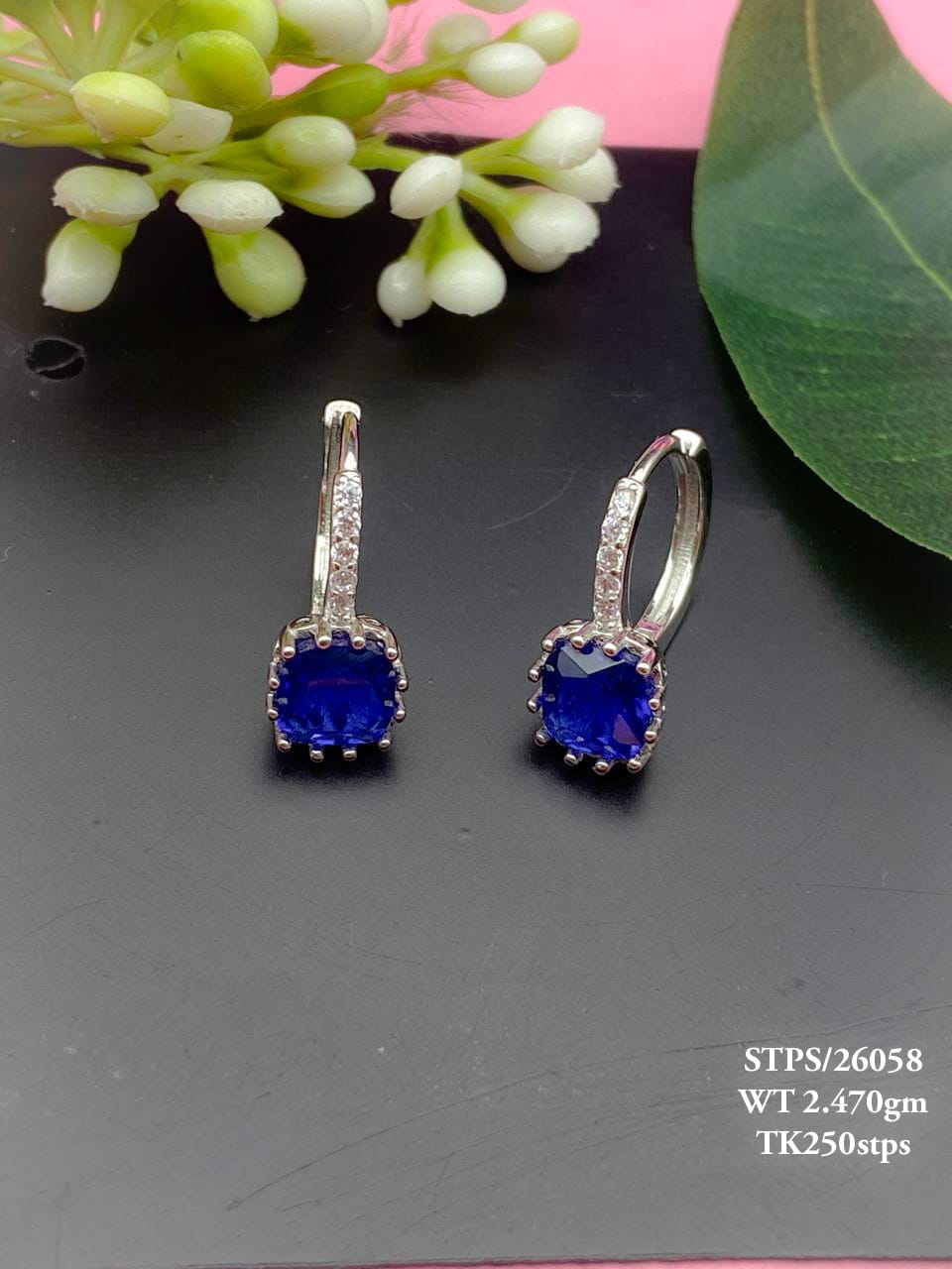 BLUE COLOR SILVER EARRINGS