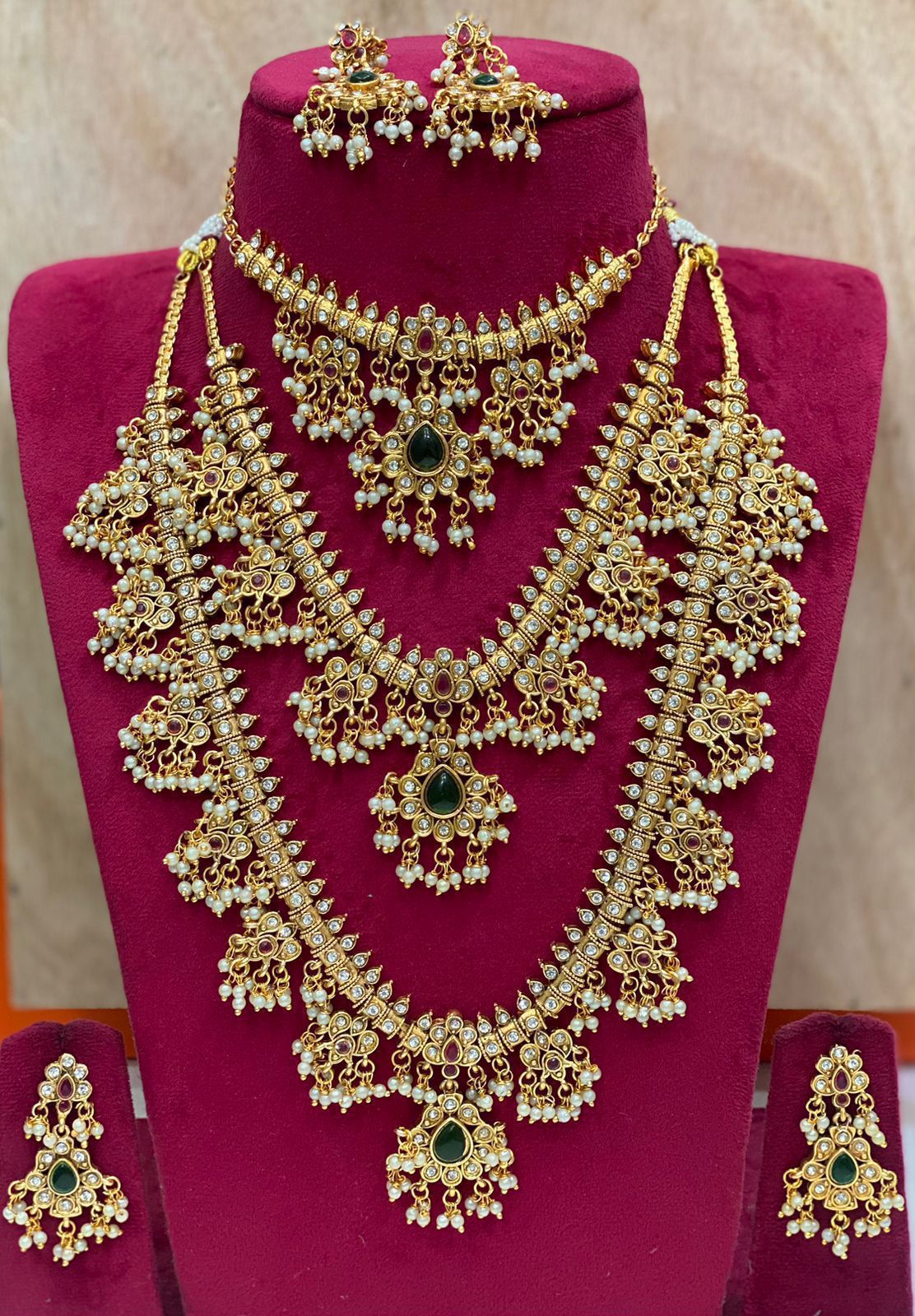 TRADITIONAL SOUTH INDIAN GUTTAPUSALU BRIDAL NECKLACE SET
